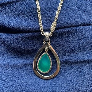 Judith Ripka Diamond Cut Chain with Jade Pendant